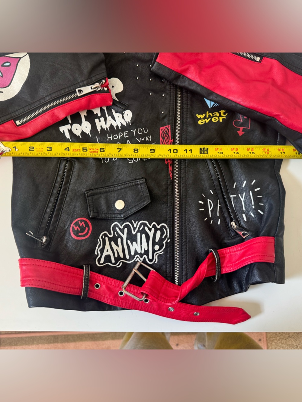 Redfox Studded Red Leather Jacket — Red & Black - Picture 11 of 14